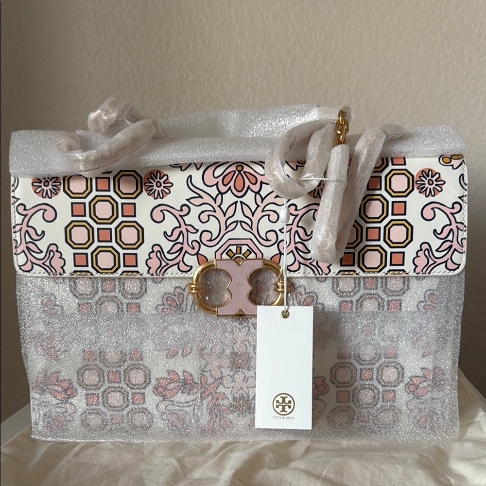 Tory Burch Pink and Cream Gemini Link Women's Bag NWT